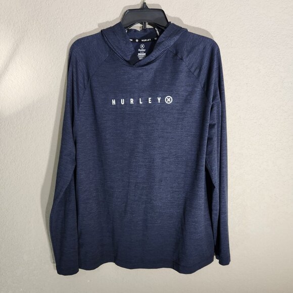 Hurley Mens Navy Long Sleeve Hoodie Shirt Large Lightweight Casual Activewear - Picture 1 of 10